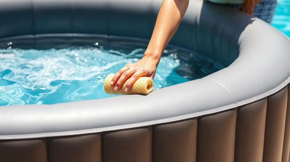 Spa schoonmaken met een spons